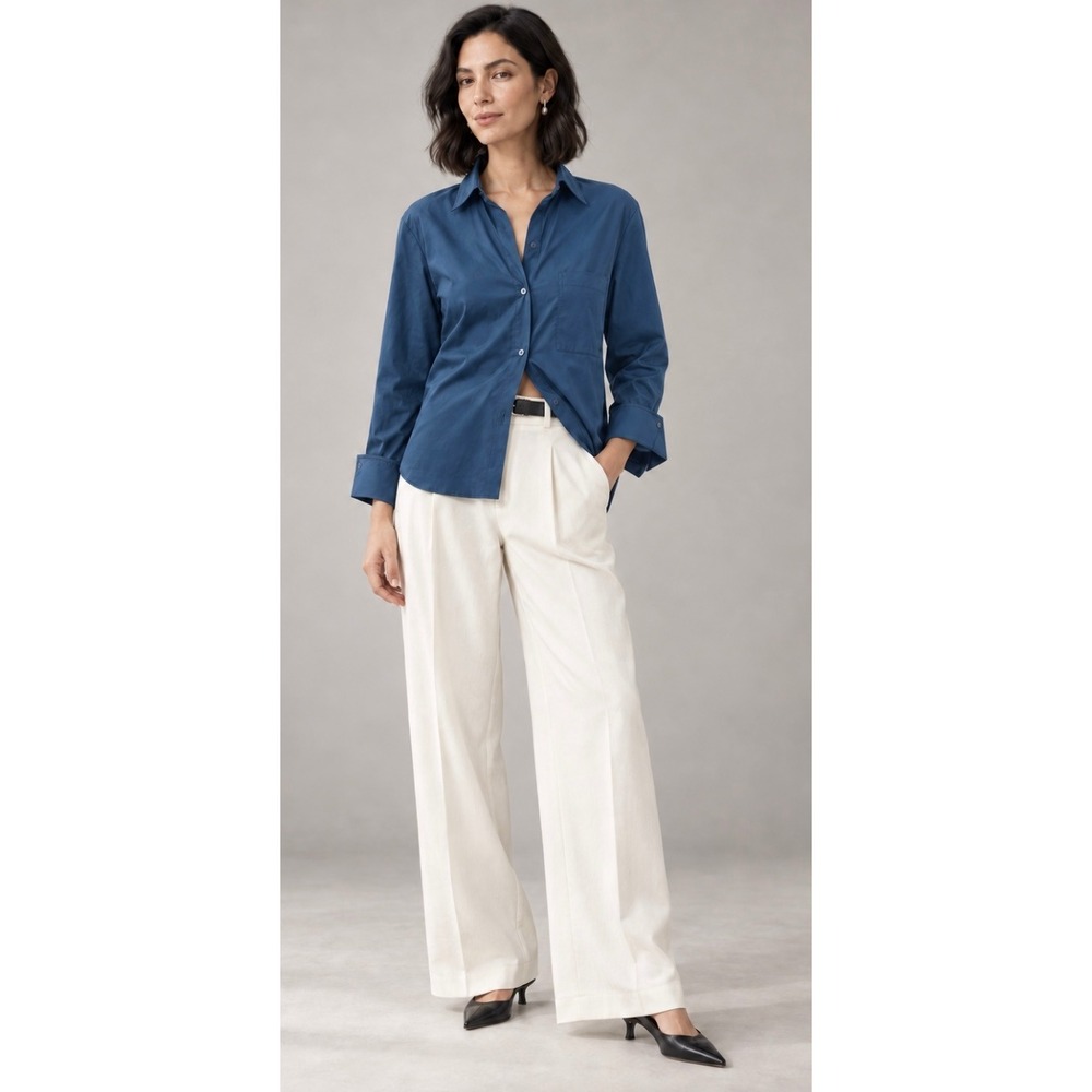 TWP Next Morning Shirt Deep Teal Blue Cotton Poplin Button Down S